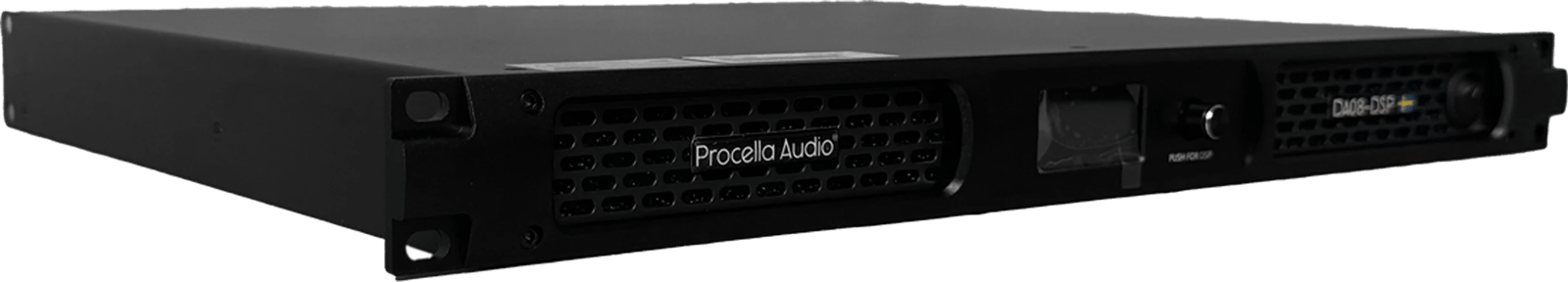 Procella Audio DA08-DSP Vierkanal-Class-D-Endstufe mit DSP, Vorderansicht.