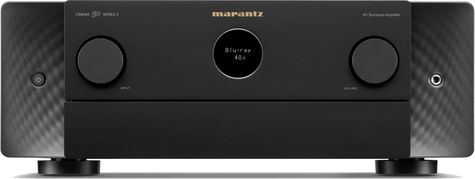 Frontansicht des Marantz Cinema 50 S2 AV Surround-Verstärkers in Schwarz.