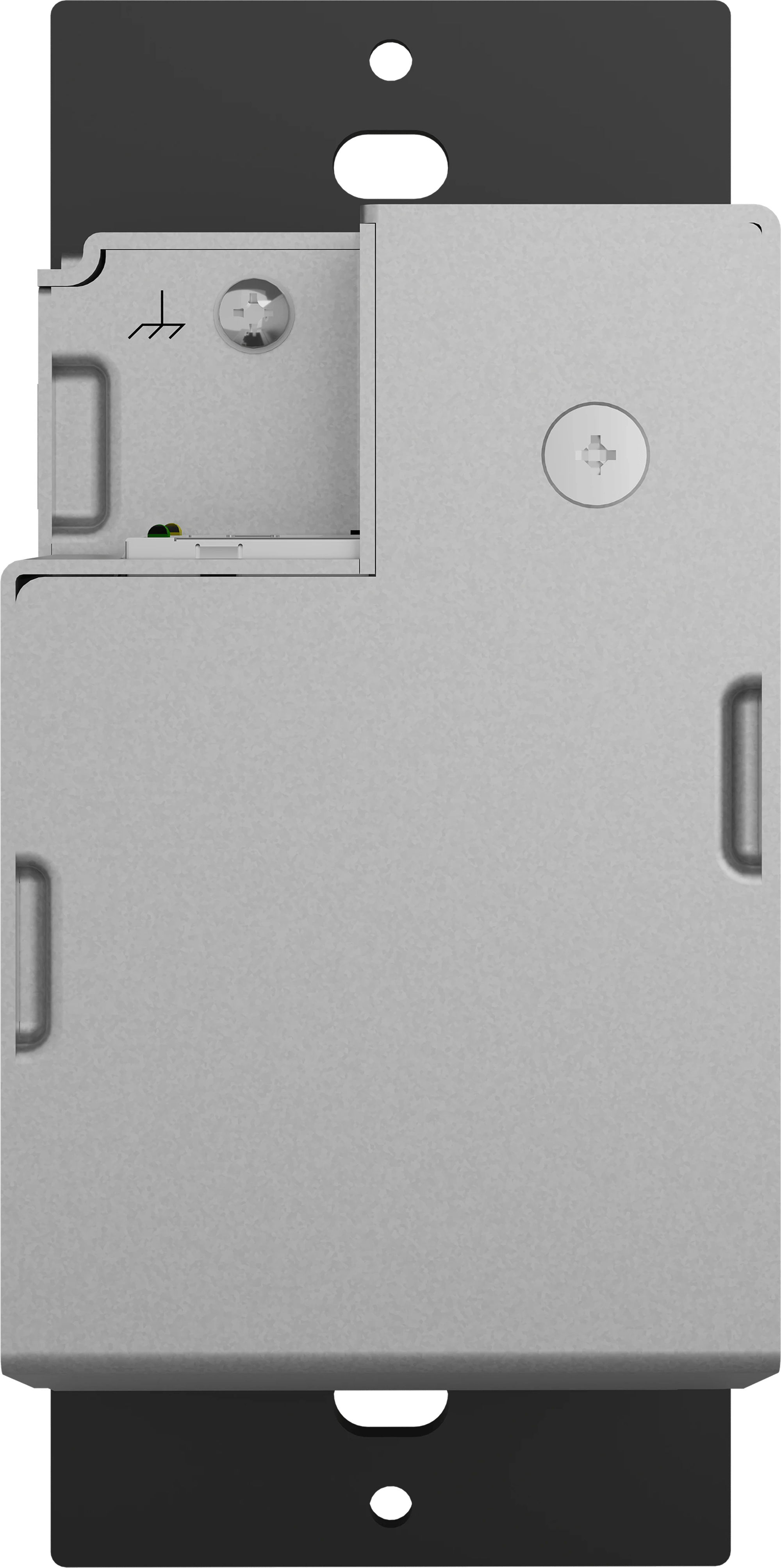 Rückansicht der Crestron DM-NAX-BTIO-100-1G Audio-over-IP-Wandplatte mit sichtbaren Anschlüssen.