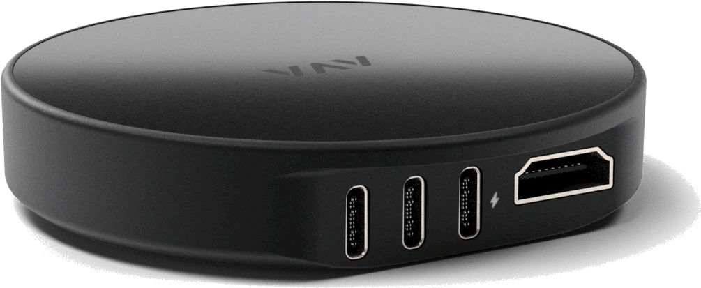 Rückansicht des AVA Nano Brain mit mehreren Anschlüssen, darunter HDMI und USB-C.
