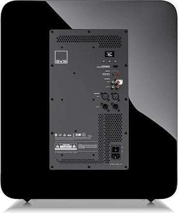 Rückansicht des SVS PB-5000 Ultra R|evolution Subwoofers mit Anschlüssen.