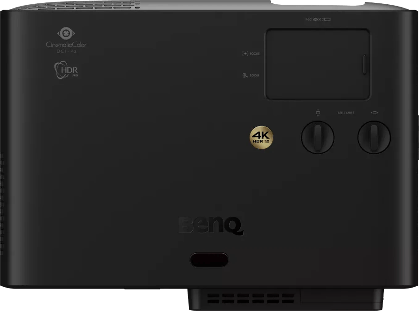Rückansicht des BenQ W4000i Projektors mit Anschlüssen und Bedienelementen.