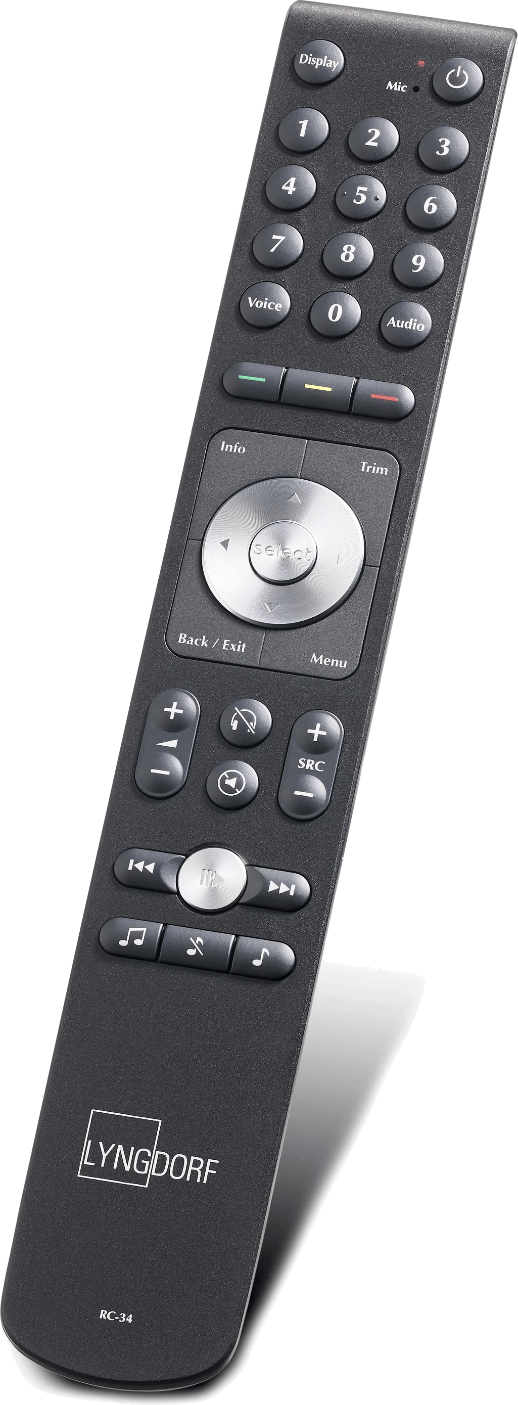 Vorderansicht der Lyngdorf RC-34 Bluetooth-Fernbedienung für TDAI-3400.