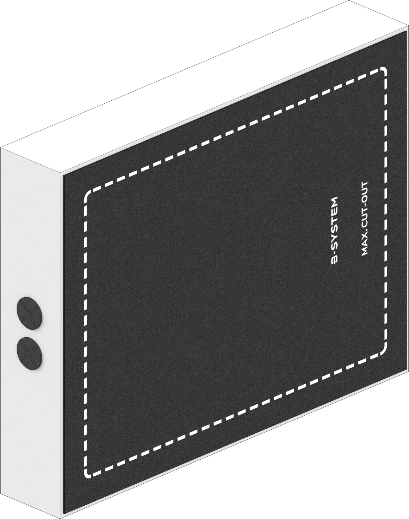 B-System Dryboxx Wand XS, Front-Rechts-Ansicht, Anschlüsse sichtbar.