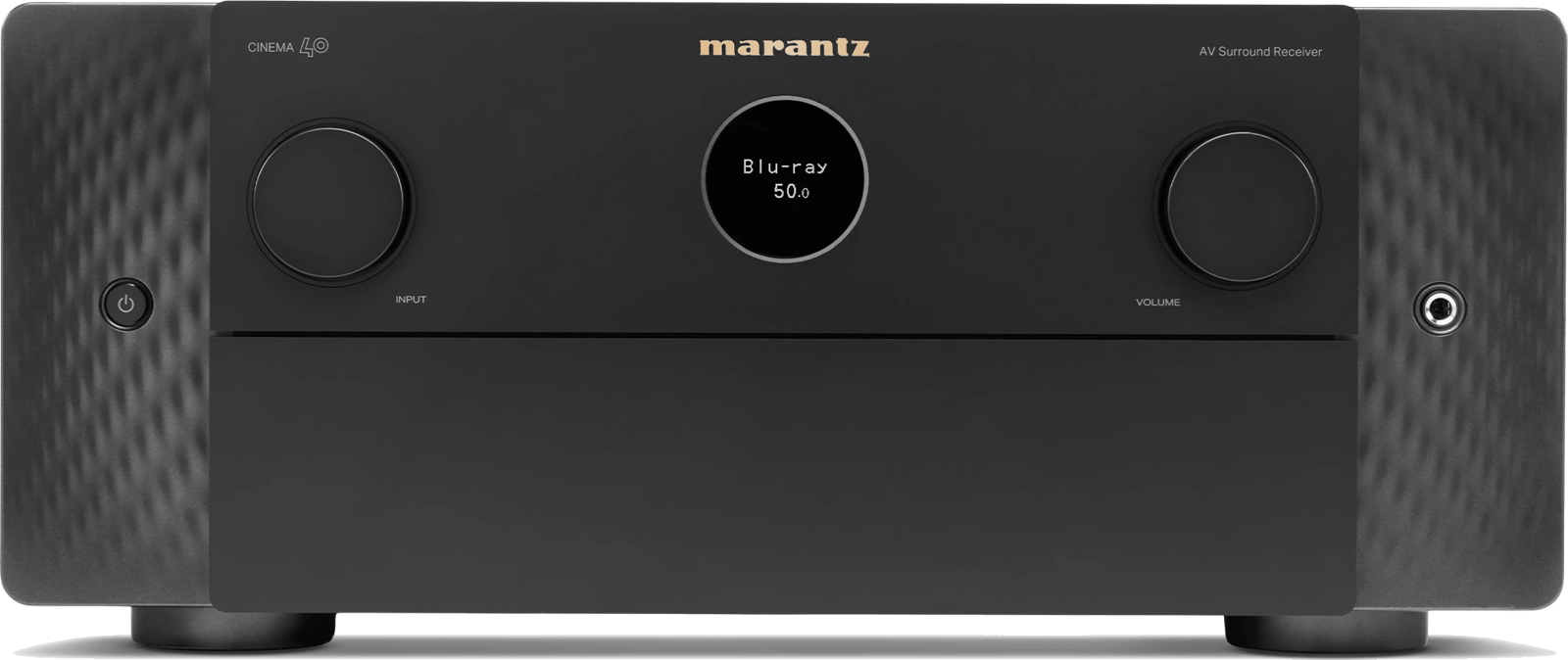 Frontansicht des Marantz Cinema 40 AV-Receivers in Schwarz.