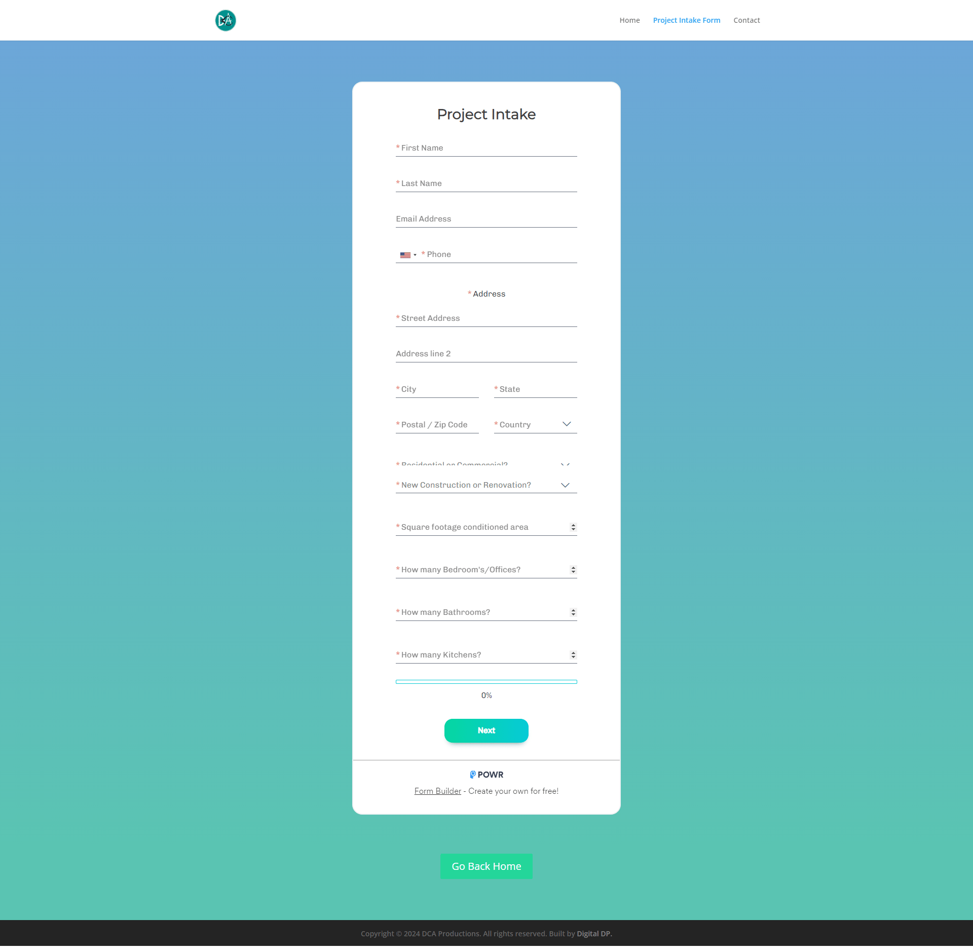 DCA Productions — Intake Form