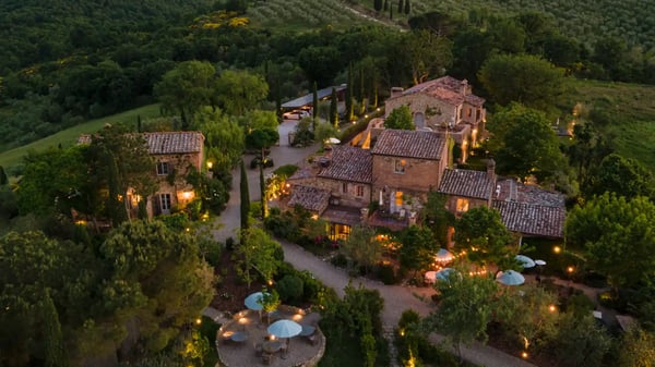 Lupaia — five ancient farmhouse buildings turned intimate wedding venue in the Val d'Orcia near Montepulciano, Tuscany