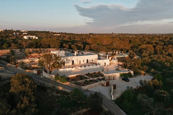 Villa Rocca 1914 — early-1900s hilltop villa near Ostuni with terraced gardens and infinity pool overlooking the Valle d'Itria