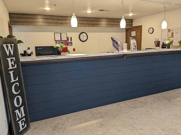 The front desk counter