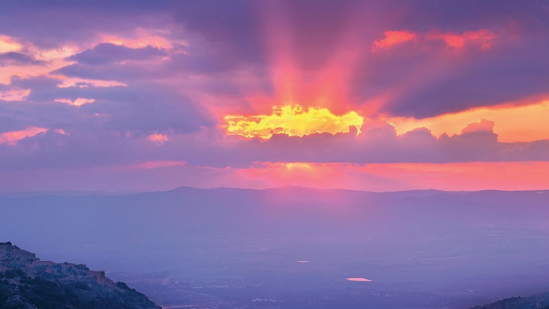 Sunset over hills