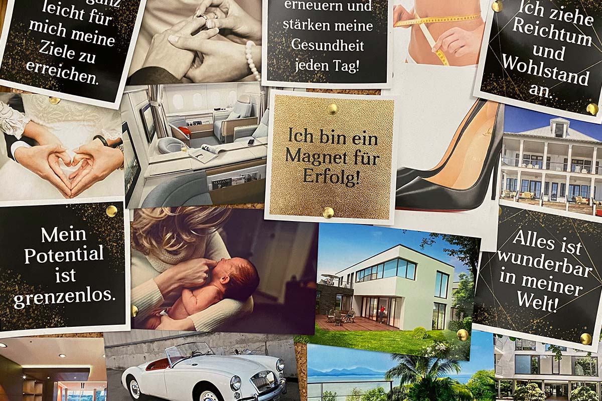 Da vor allem große Ziele manchmal nicht in kurzer Zeit erreichbar sind, bietet es sich an, das Visionboard um kurzfristige Ziele zu erweitern.