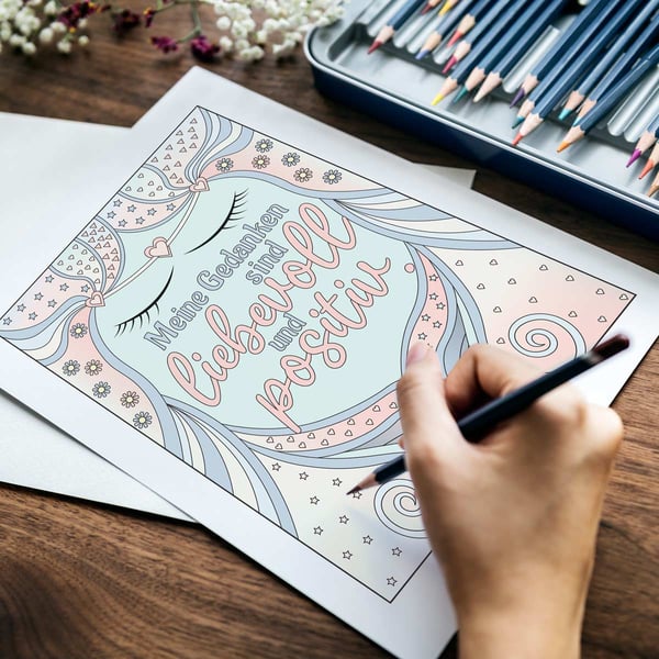 Mein Universum ist voller Liebe, Glück und Erfolg - Affirmationen Malbuch für Erwachsene
