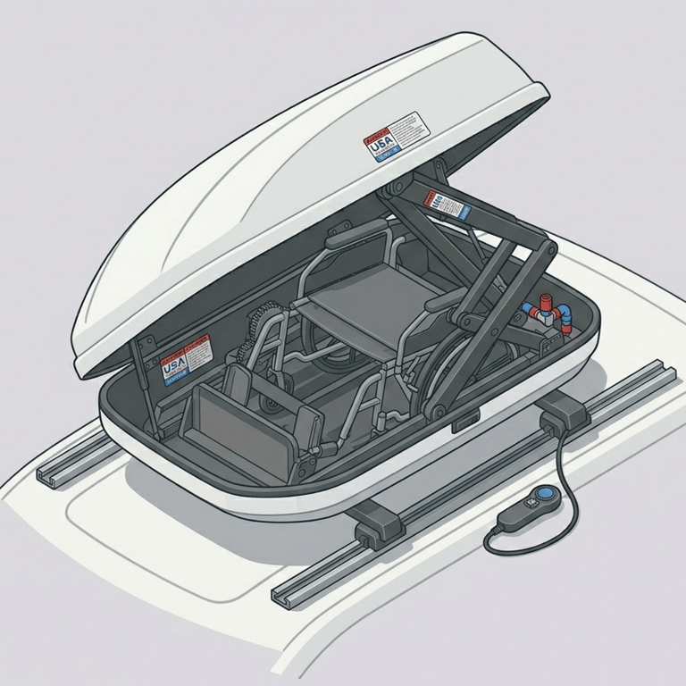 BraunAbility Chair Topper roof-mounted wheelchair carrier on vehicle