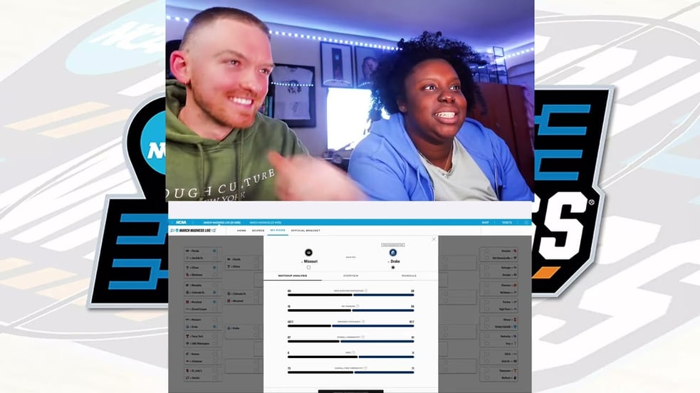 MY GF ATTEMPTS FILLING OUT A MARCH MADNESS BRACKET