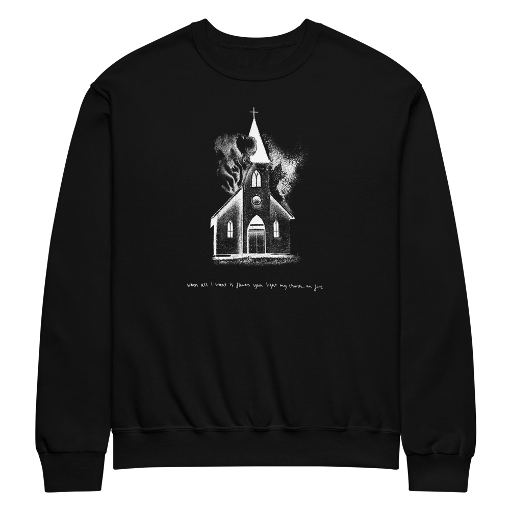 burning church crewneck sweatshirt