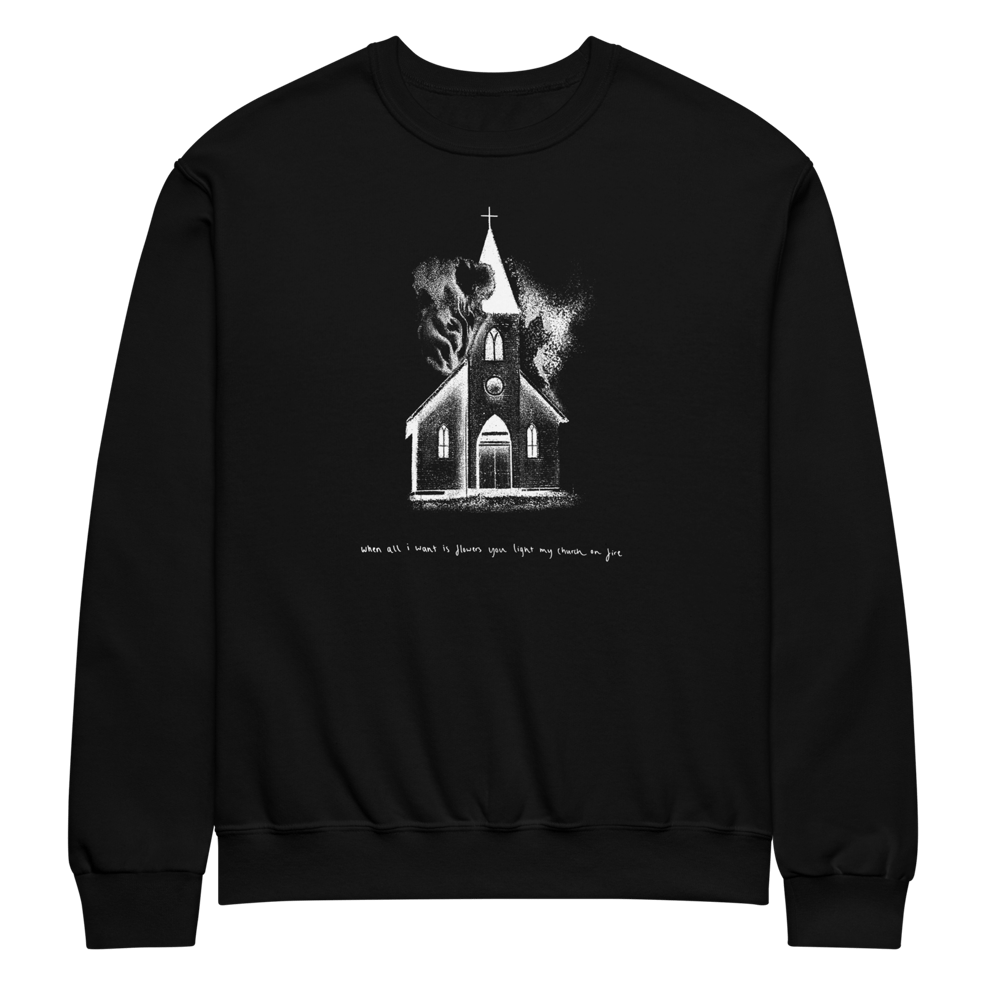 burning church crewneck sweatshirt
