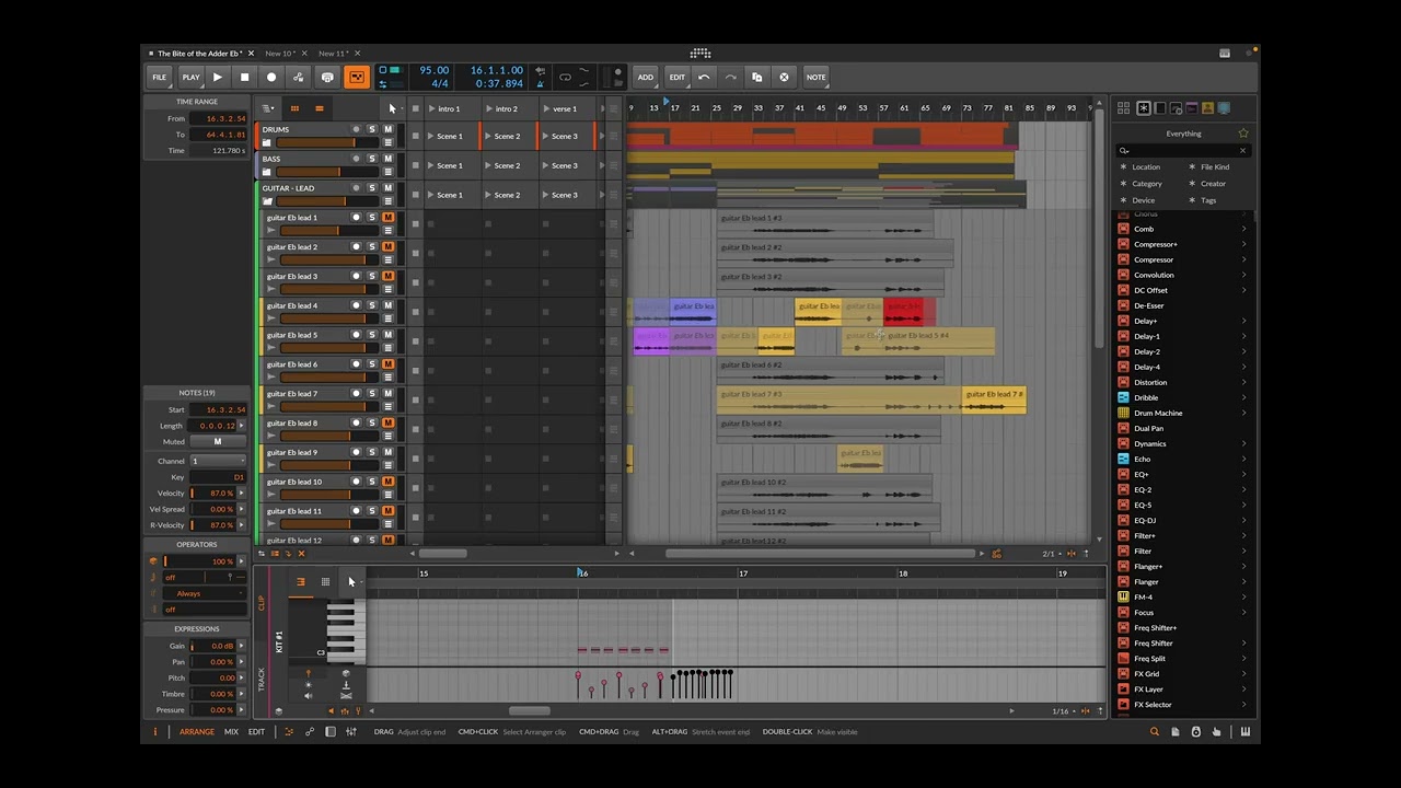 Song Sketch in Bitwig Studio 5.3 | Prog Alt Rock Metal Workflow