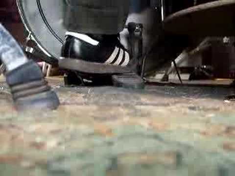 kick ass girl drummer one foot pedal