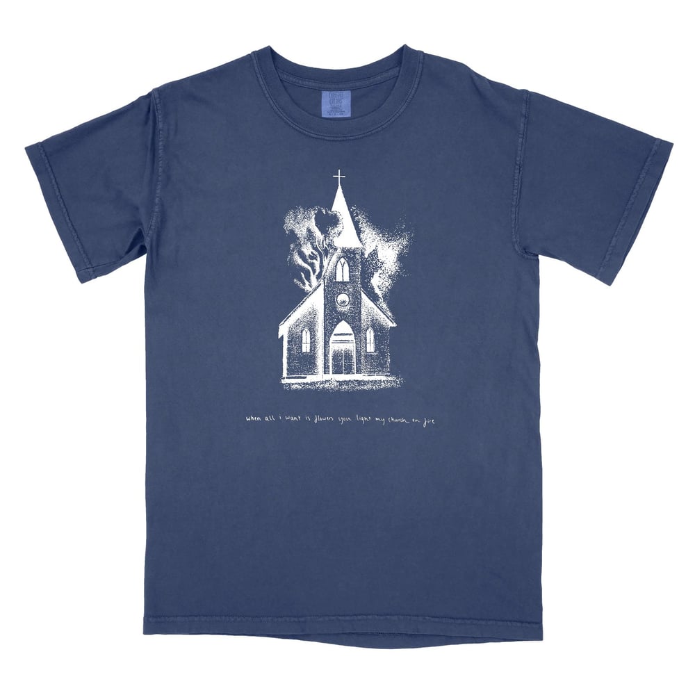 burning church cyanotype shortsleeves