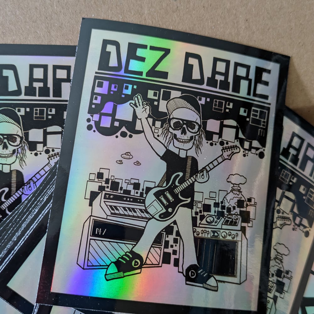 Dez Skull Riffs Hologram Sticker