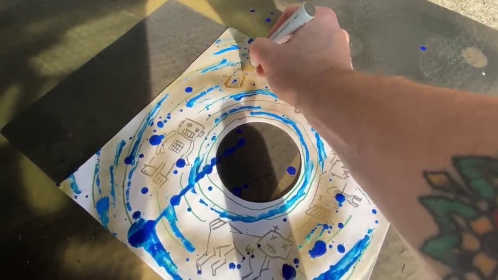 Vinyl update MEN ARE MONKEYS. ROBOTS WIN. Test press painting by Steve Tulipana June 2020