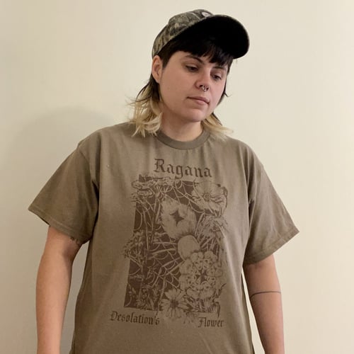 Desolation's Flower Shirt - Brown Ink on Tan