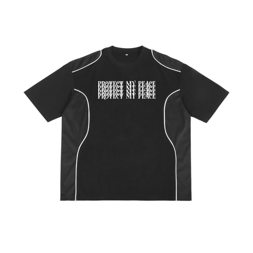 Contrast Piped Panel "Protect My Peace" FRONT SIDE ONLY T-Shirt