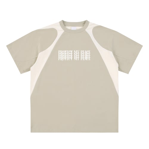 Contrast Panel Cotton "Protect My Peace" T-Shirt
