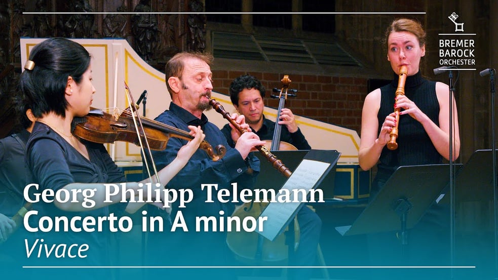 Georg Philipp Telemann: Concerto in A minor for Recorder, Oboe, Violin and B.C., Vivace, TWV 43:a3