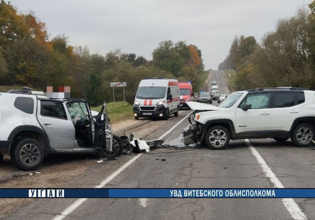 Два человека пострадали в результате лобового столкновения в Витебском районе. Фото ГАИ