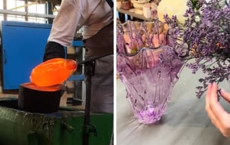 В Сети показали, как создаются вазы на одном из самых старинных стеклозаводов Беларуси — Видео