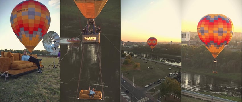Генпрокуратура требует наказать пилота воздушного шара, поднявшего в Витебске в воздух диван с живым человеком