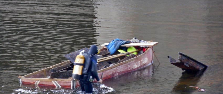 Очистка акватории пляжей Витебска от донного мусора