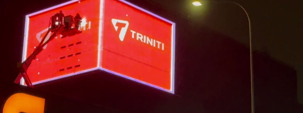 Впервые в Гродно: на фасаде ТРК TRINITI появился огромный 3D-экран