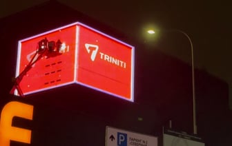 Впервые в Гродно: на фасаде ТРК TRINITI появился огромный 3D-экран