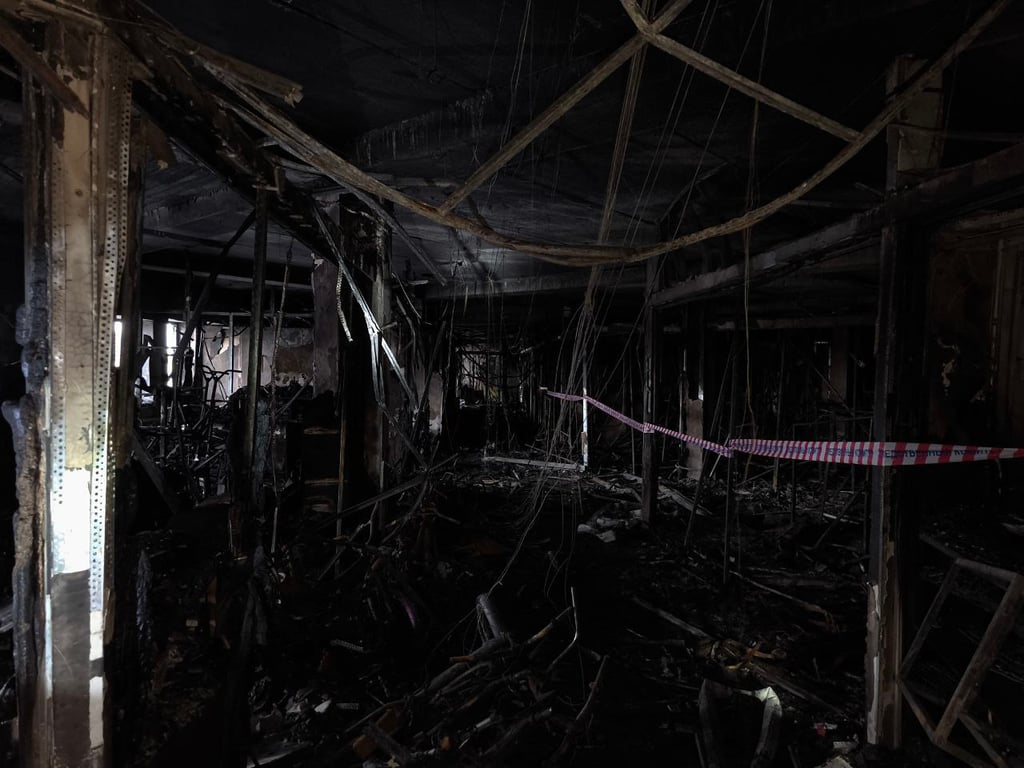 Торговый центр «Беларусь» в Витебске после пожара. Фото ГКСЭ