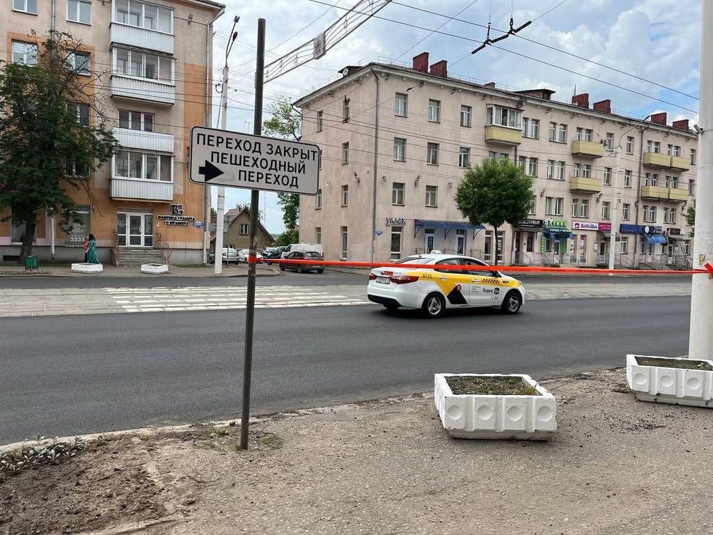 Убрали один из переходов на проспекте Черняховского в Витебске. Фото ГАИ