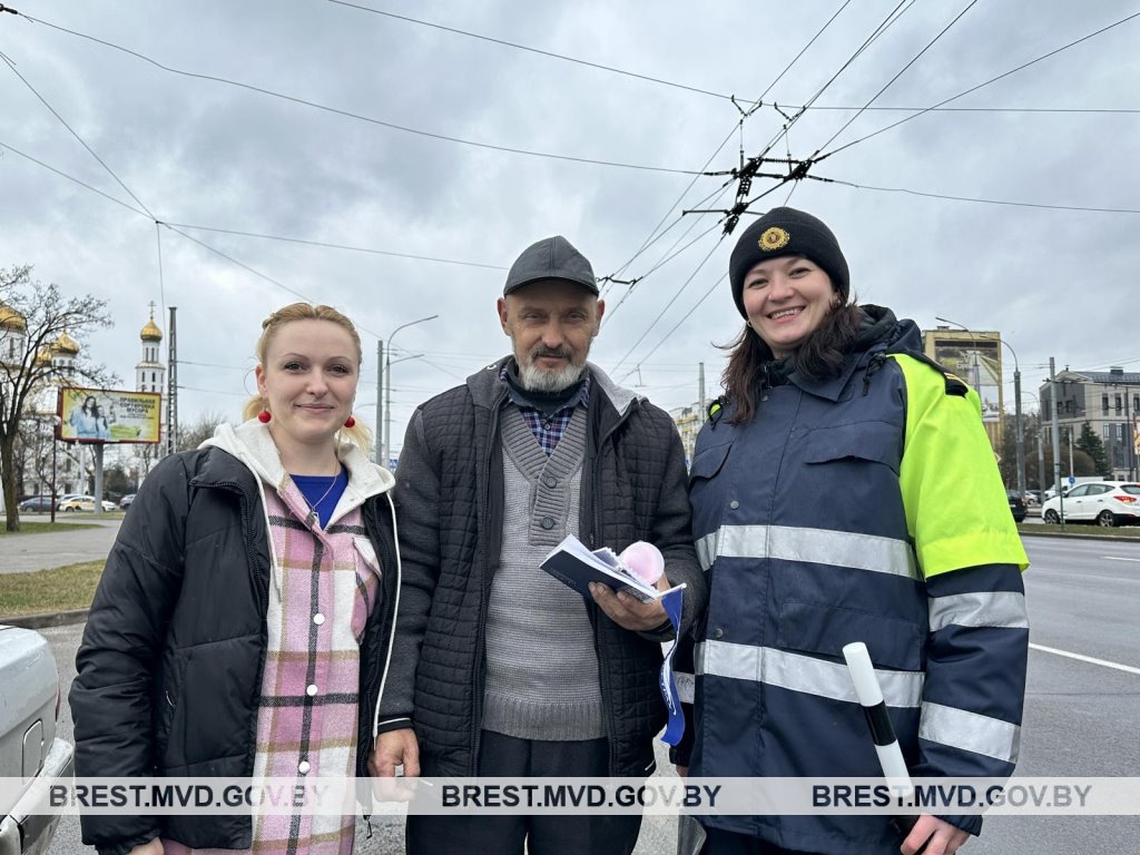 В Бресте lевушки-милиционеры поздравили водителей с 23 февраля