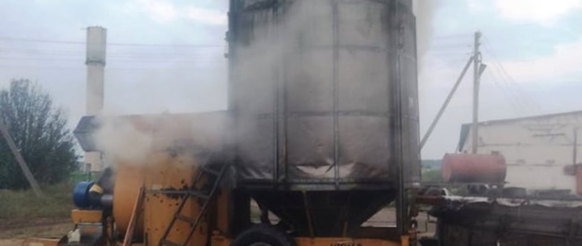 Мобильный зерносушильный комплекс загорелся в Ивацевичском районе