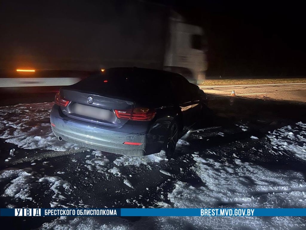 В Ивацевичском районе на М1 лесовоз столкнулся с BMW — есть пострадавшие