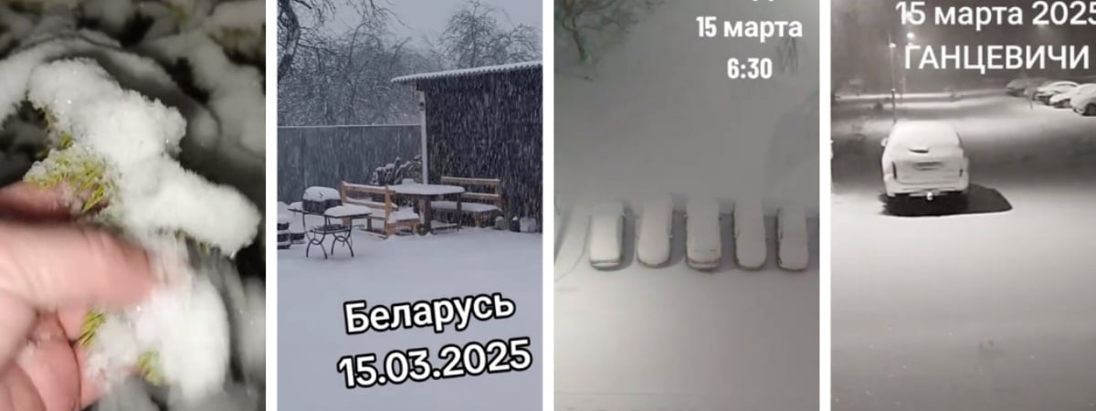 «Сегодня все будут пешеходами» — Белорусы поделили кадрами мартовского снега, которого «выпало больше, чем зимой» — Видео