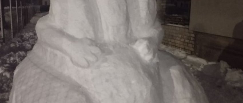 Трехглавый снежный Змей Горыныч появился в одном из частных дворов Барановичей