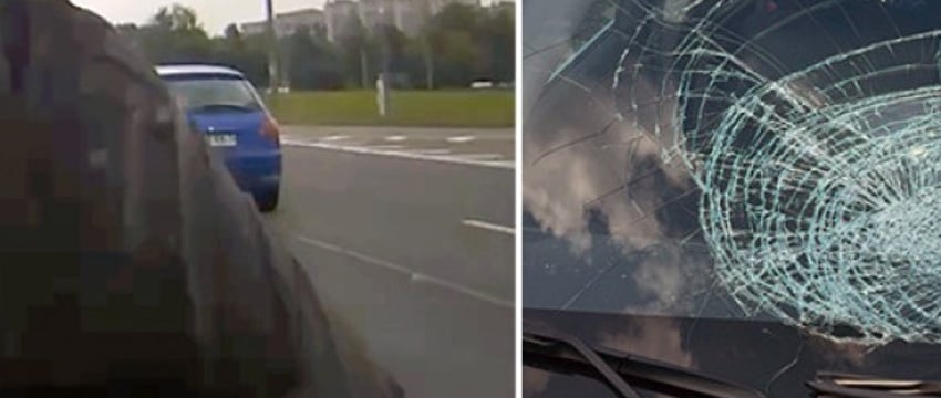 В лобовое прилетела чья-то покрышка: разбила стекло, повредила машину. С кого теперь спрашивать?