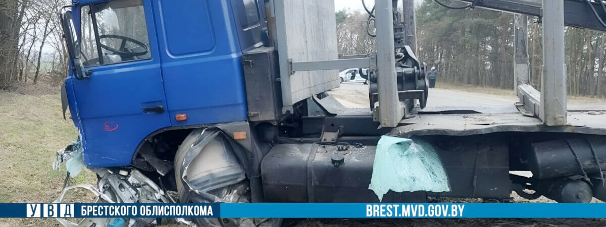 На Брестчине Toyota влетела на встречке в лесовоз – водитель погиб — Фото