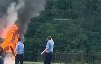 В Бресте горел автомобиль на пр.Республики