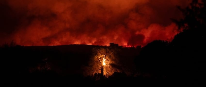 Лесной пожар в Греции вынудил десятки людей эвакуироваться