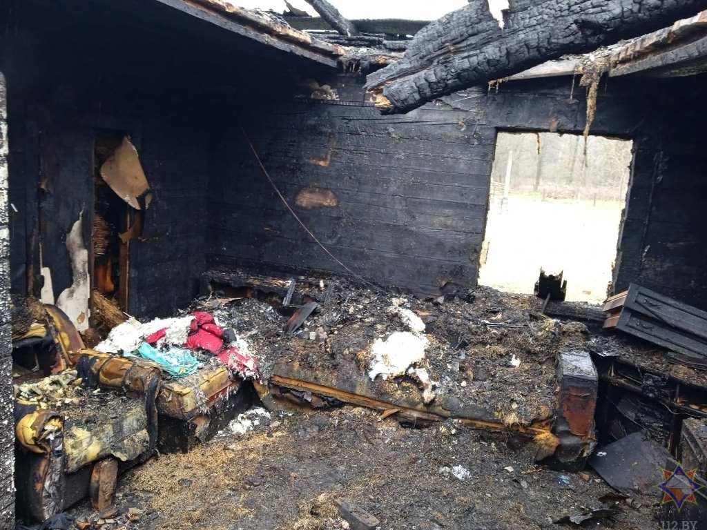 В Кобринском районе на пожаре погиб мужчина. Видео с места происшествия