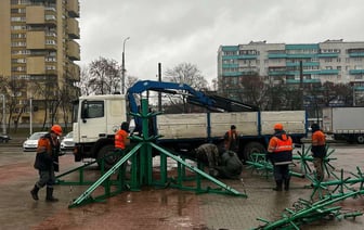 В Бресте на месте упавшей ёлки ставят новый каркас