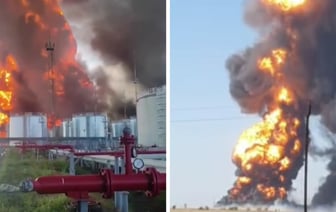 «Никто им не поможет» — В России после атаки дронов третий день не могут потушить пожар на нефтебазе — Видео