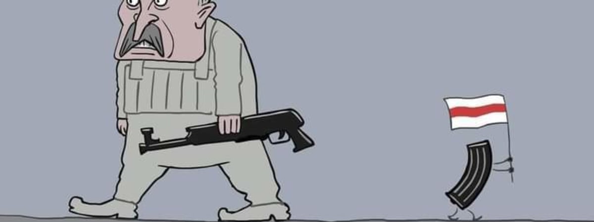 Гісторыя адной карыкатуры. Як Лукашэнку з аўтаматам намалявалі амаль трыццаць год таму